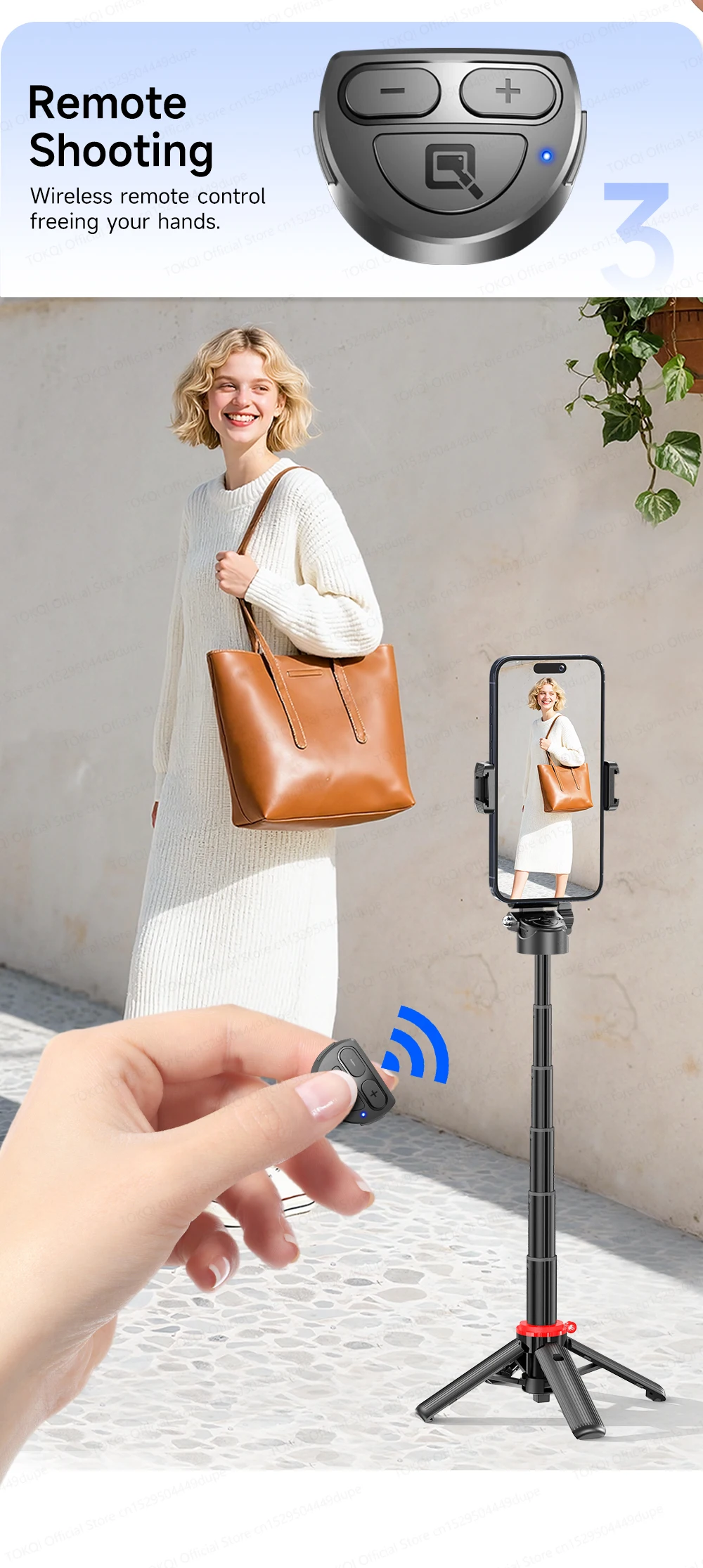AXNEN Mini Selfie Stick Tripod 66.9'' Extendable Cellphone Holder for Smartphones Shooting Vlog with Zoom Portable F07 Quadrapod