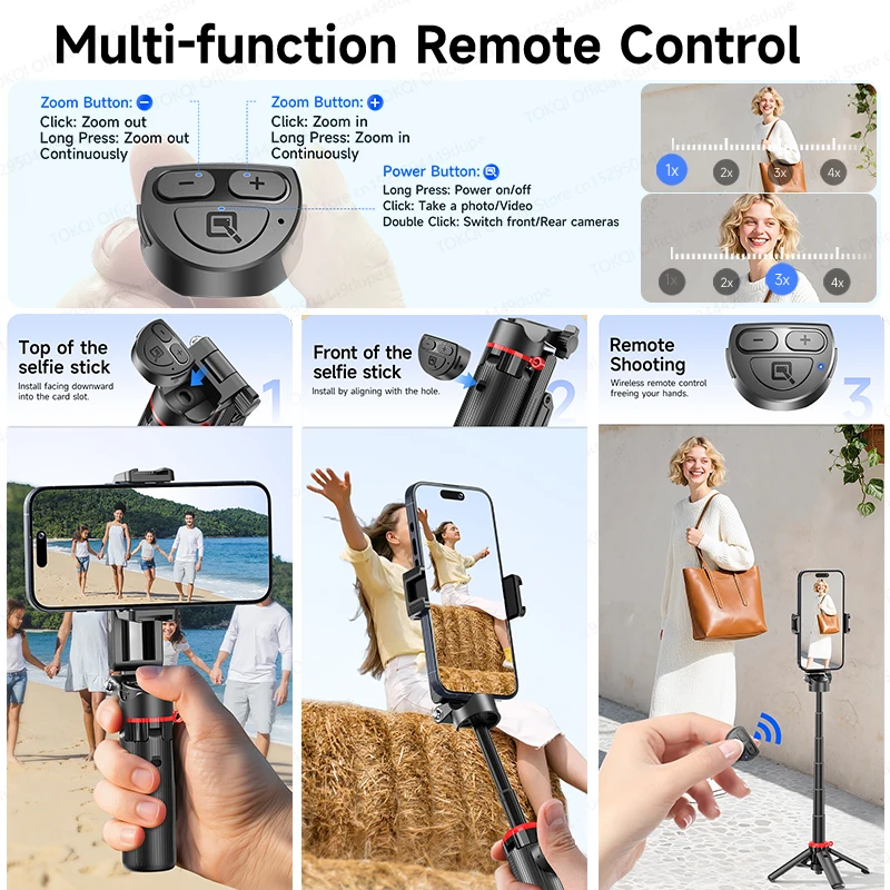 AXNEN Mini Selfie Stick Tripod 66.9” Extendable Cellphone Holder for Smartphones Shooting Vlog with Zoom Portable F07 Quadrapod AXNEN Mini Selfie Stick Tripod 66.9'' Extendable Cellphone Holder for Smartphones Shooting Vlog with Zoom Portable F07 Quadrapod