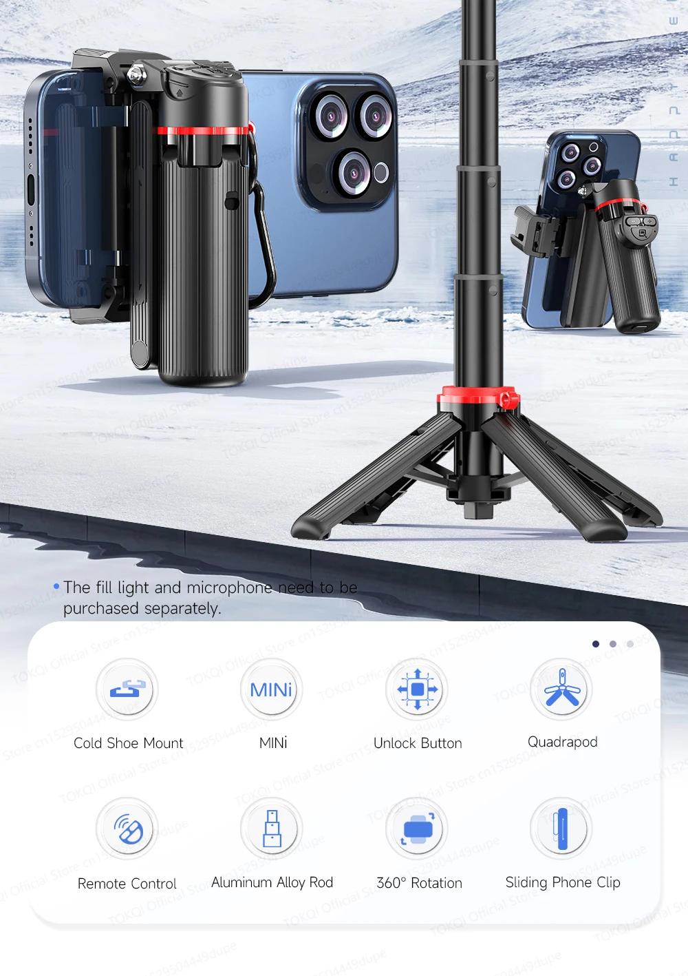 AXNEN Mini Selfie Stick Tripod 66.9'' Extendable Cellphone Holder for Smartphones Shooting Vlog with Zoom Portable F07 Quadrapod