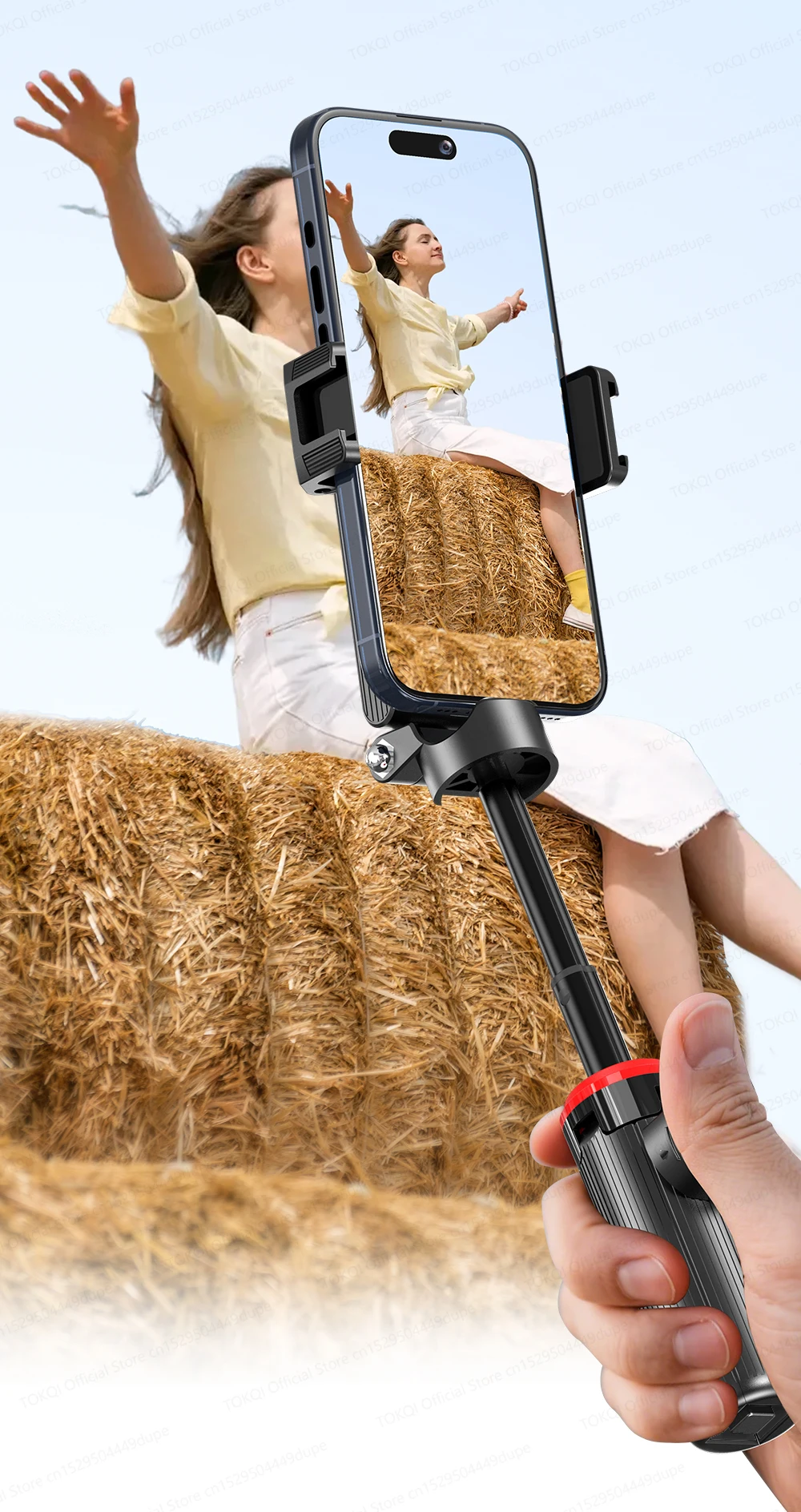AXNEN Mini Selfie Stick Tripod 66.9'' Extendable Cellphone Holder for Smartphones Shooting Vlog with Zoom Portable F07 Quadrapod