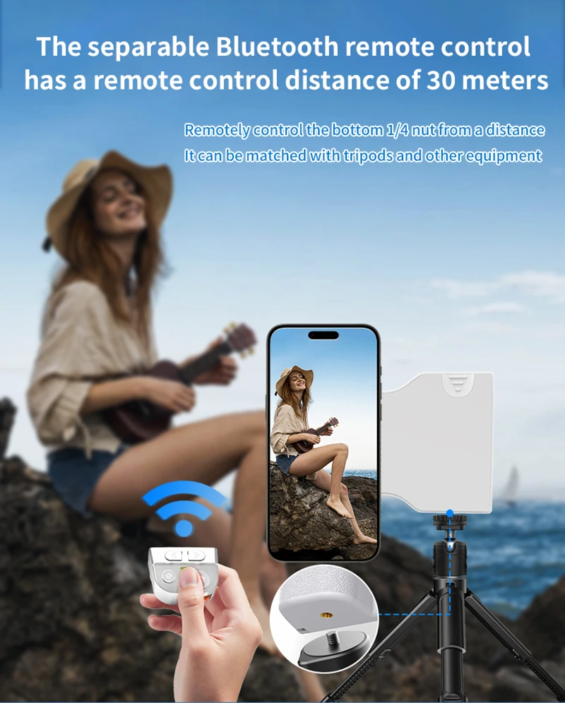 Magnetic Bluetooth Phone Camera Grip Zoom Shutter Button with Fill Light Remote Control Portable Phone Stabilizer Handle