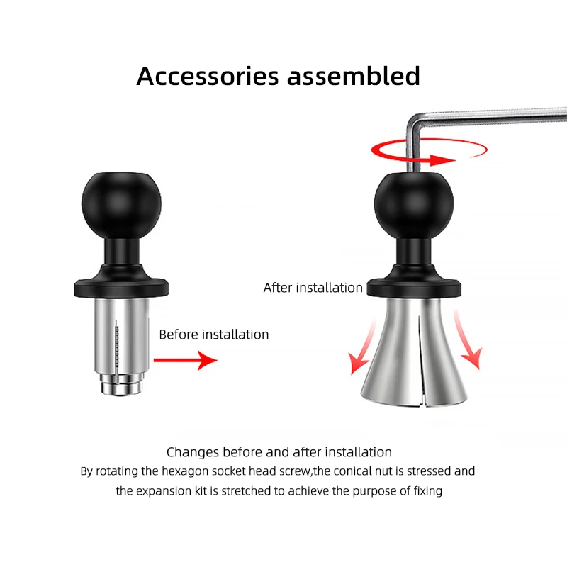 Motorcycle Bike Mount Black Fork Stem Base with 17mm 25mm Ball Head for GoPro insta360 Ball Mount Adapter Mobile Phone Holder
