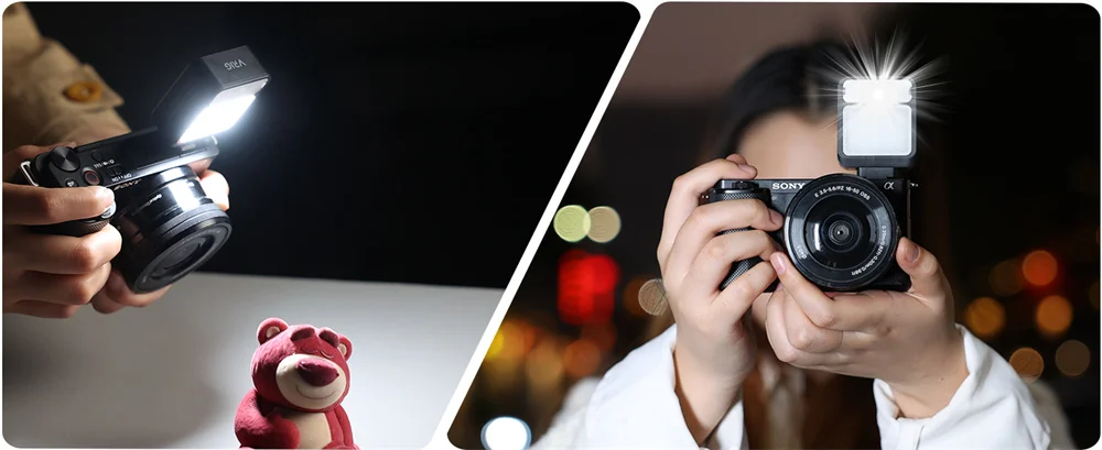 VRIG Retro Camera Flash Speedlite for Sony ZV1 Ricoh GR3 Fujifilm XT5 Nikon Z30 Mini LED Constant Light Universal Hot Shoe Flash